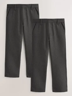 Gris - Lot de 2 pantalons d’école à enfiler coupe standard (3-17ans)