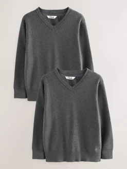 Gris - Lot de 2 pulls Clarks unisexes en maille pour l’école