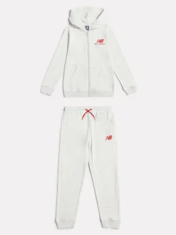 Gris - New Balance French terry Ensemble sweat à capuche et joggings zippé à logo empilé