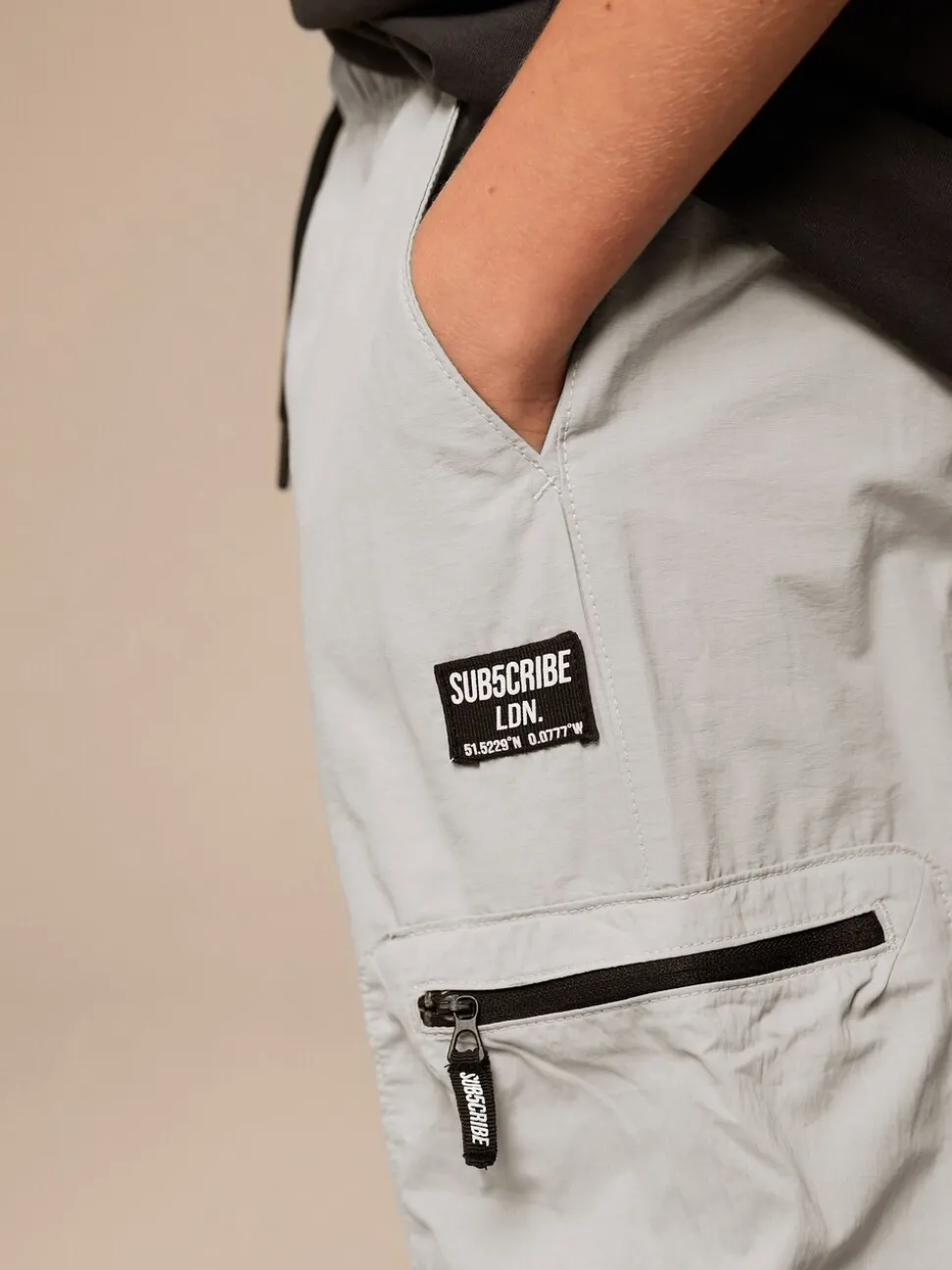 Gris - Pantalon à poche zippée Cargos (3-16ans)