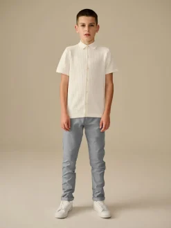 Gris - Pantalon chino extensible (3-17ans)