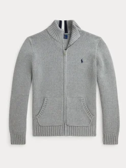 Gris - Pull Polo Ralph Lauren garçon zippé en maille