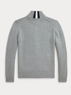 Gris - Pull Polo Ralph Lauren garçon zippé en maille