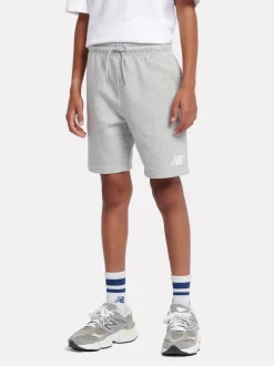 Gris - Short en coton New Balance French terry à logo empilé