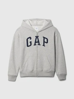 Gris - Sweat à capuche zippé avec logo vintage Gap (4-13ans)
