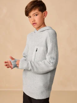 Gris - Sweat-shirt à capuche en maille utilitaire (3-16ans)