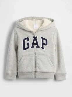 Gris - Sweat-shirt à capuche zippé en sherpa moelleux avec Gap logo (6mois5ans)