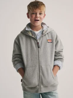 Gris - Sweat-shirt à capuche Superdry zippé