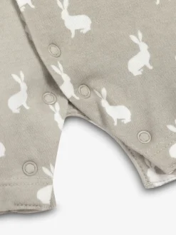 Gris - The Little Tailor Barboteuse Bébé Jersey Bunny Imprimé 100% Coton