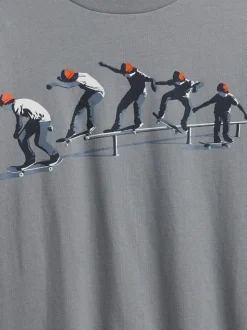 Gris - T-shirt Gap 100% coton à manches longues (4-13ans)