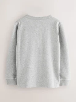 Gris - T-shirt Superdry Henley à manches longues