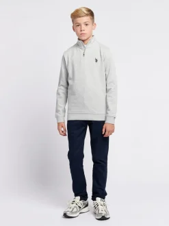 Gris - U.S. Polo Assn. Garçons Double Horsemen ¼ Zip Sweat-shirt