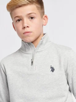 Gris - U.S. Polo Assn. Garçons Double Horsemen ¼ Zip Sweat-shirt