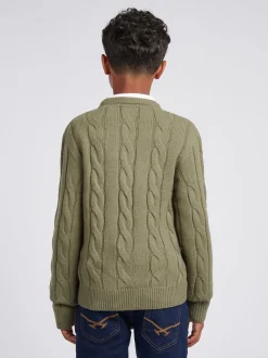 Gris - U.S. Polo Assn. Pull col rond garçons en maille torsadée