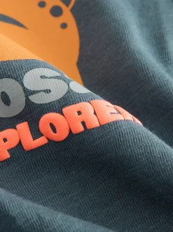 Gris anthracite motif dinosaure - T-shirt imprimé dos à manches longues (3mois-8ans)