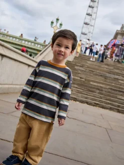 Gris anthracite rayé - Ensemble T-shirt à manches longues et jogging (3mois-7ans)