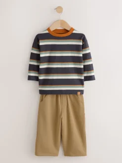 Gris anthracite rayé - Ensemble T-shirt à manches longues et jogging (3mois-7ans)