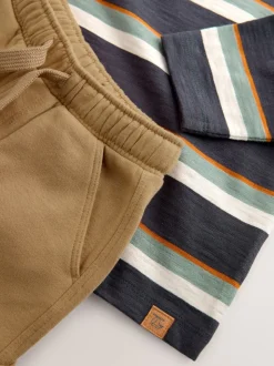 Gris anthracite rayé - Ensemble T-shirt à manches longues et jogging (3mois-7ans)