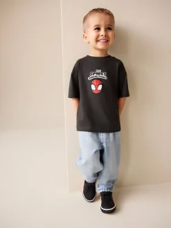 Gris anthracite Spidey - T-shirt Marvel en coton à manches courtes (3mois-8ans)