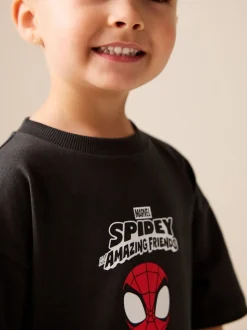 Gris anthracite Spidey - T-shirt Marvel en coton à manches courtes (3mois-8ans)