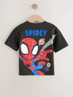 Gris anthracite Spidey - T-shirt Marvel en coton à manches courtes (3mois-8ans)