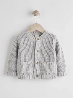 Gris Born In 2025 - Cardigan en tricot pour bébé 100% coton