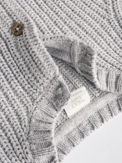 Gris Born In 2025 - Cardigan en tricot pour bébé 100% coton