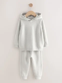 Gris clair - Ensemble Sweat-shirt à capuche et Survêtement en maille (3mois-7ans)