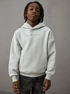 Gris clair - Sweat à capuche oversize en coton épais avec logo Castore