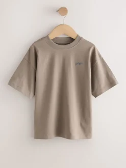 Gris clair/marron/gris foncé/vert - Lot de 4 T-shirts à Manches courtes avec Logo Graphique sur la Poitrine (3-16ans)