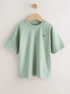 Gris clair/marron/gris foncé/vert - Lot de 4 T-shirts à Manches courtes avec Logo Graphique sur la Poitrine (3-16ans)