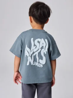 Gris d'ardoise - T-shirt oversize smALLSAINTS Orlando à logo Col rond