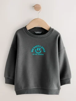 Gris de charbon de bois - Sweat imprimé All-over Col rond (3mois -7ans)