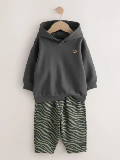 Gris de charbon de bois - Ensemble Sweat-shirt à capuche et Joggers (3mths-7yrs)