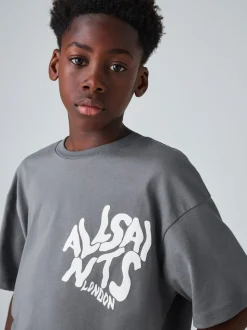 Gris de charbon de bois - T-shirt smALLSAINTS oversize à logo Orlando et Col rond