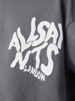 Gris de charbon de bois - T-shirt smALLSAINTS oversize à logo Orlando et Col rond