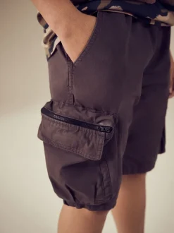 Gris de charbon de bois - Cargo court à poche ample (3-16ans)