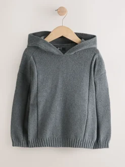 Gris de charbon de bois - Sweat-shirt tricoté à capuche (3-16yrs)