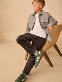 Gris de charbon de bois - Pantalon à enfiler en velours côtelé (3-16ans)