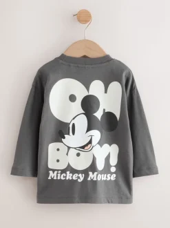 Gris de charbon de bois - T-shirt à manches longues Mickey Mouse (3mths-8yrs)