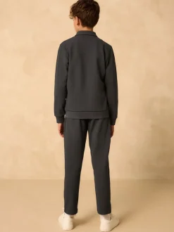 Gris de charbon de bois - Ensemble bomber à col habillé (3-16ans)