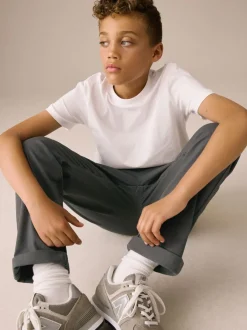 Gris de charbon de bois - Pantalon Pull-On à Taille Côtelée (3-16ans)