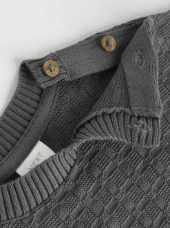 Gris de charbon de bois - Ensemble bébé pull et legging en tricot texturé 100 % coton (0mois -3ans)