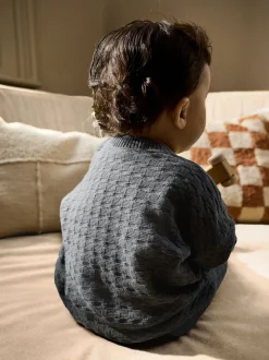 Gris de charbon de bois - Ensemble bébé pull et legging en tricot texturé 100 % coton (0mois -3ans)