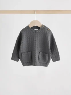 Gris de charbon de bois - Ensemble bébé pull et legging en tricot texturé 100 % coton (0mois -3ans)