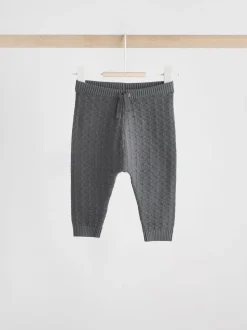 Gris de charbon de bois - Ensemble bébé pull et legging en tricot texturé 100 % coton (0mois -3ans)
