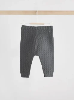 Gris de charbon de bois - Ensemble bébé pull et legging en tricot texturé 100 % coton (0mois -3ans)