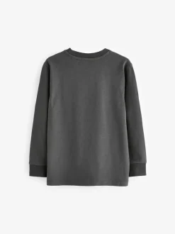 Gris de charbon de bois - T-shirt confortable à manches longues (3-16 ans)