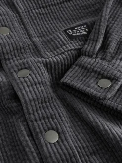 Gris de charbon de bois - Surchemise à capuche en velours côtelé (3-16ans)