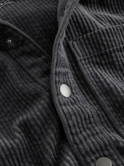 Gris de charbon de bois - Surchemise à capuche en velours côtelé (3-16ans)